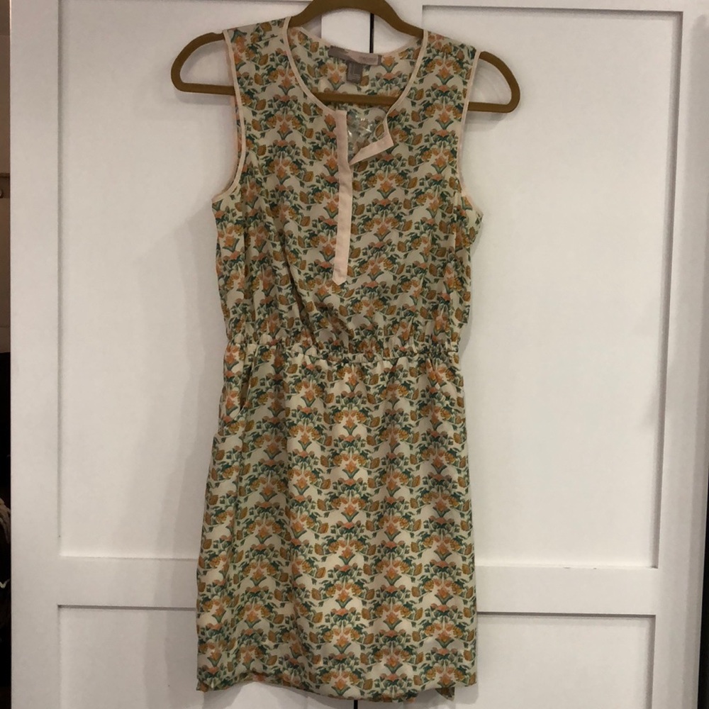 NWT Forever 21 Floral cream green peach dress S